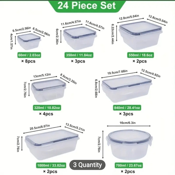 Airtight Food Storage Container Set - Clear and Blue - Picture 3 of 6